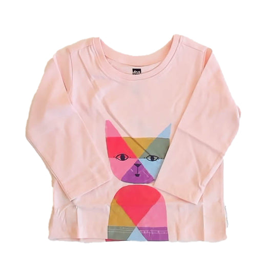 Tea Collection Girls Pink | Rainbow Cat Long Sleeve T-Shirt Size: 6-9 Months Pink | Rainbow Cat