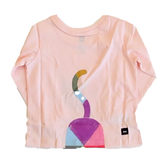 Tea Collection Girls Pink | Rainbow Cat Long Sleeve T-Shirt Size: 6-9 Months Pink | Rainbow Cat