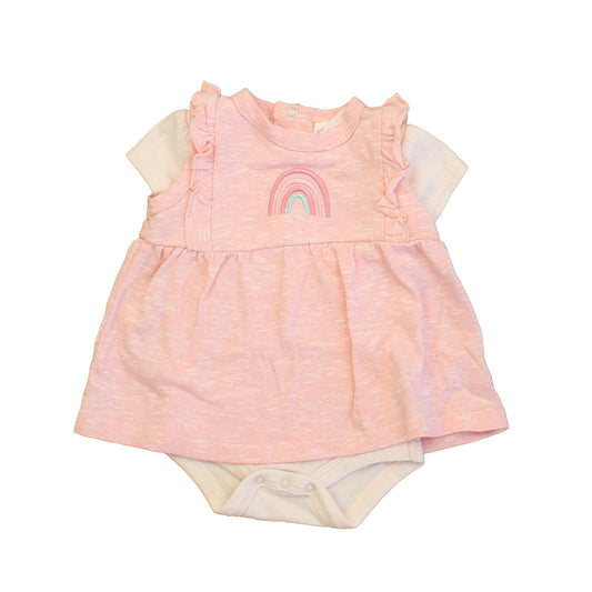 Kit & Pearl Girls Pink Rainbow Dress Size: 3-6 Months Pink Rainbow