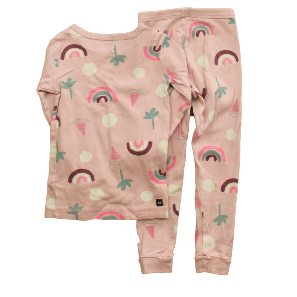Tea Girls Pink Rainbows 2-piece Pajamas Size: 5T Pink Rainbows