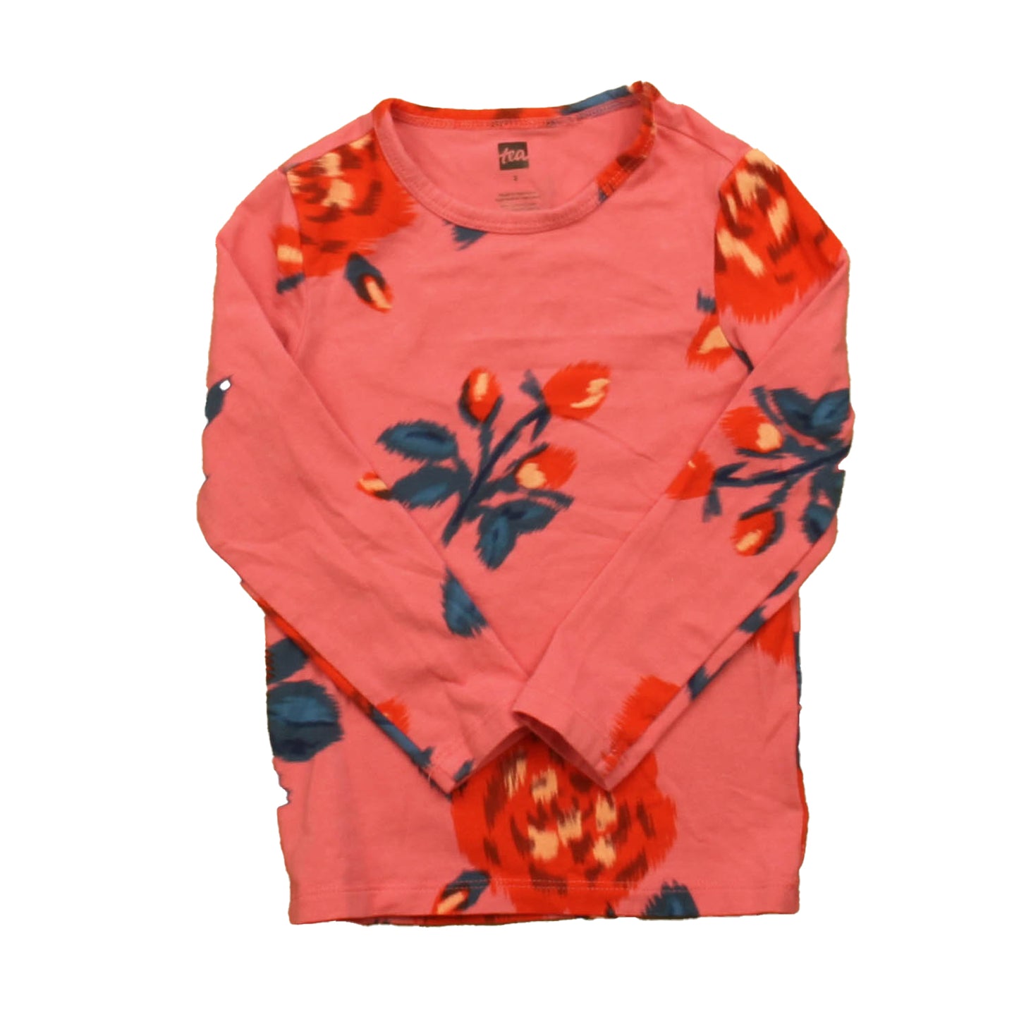 Tea Collection Girls Pink | Red Floral Long Sleeve T-Shirt Size: 2T Pink | Red Floral