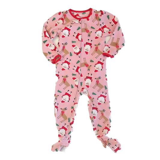 Carter''s Girls Pink Santa Fleece 1-piece footed Pajamas Size: 4T Pink Santa Fleece