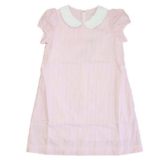 Classic Prep Girls Pink Seersucker Dress Size: 6-14 Years Pink Seersucker