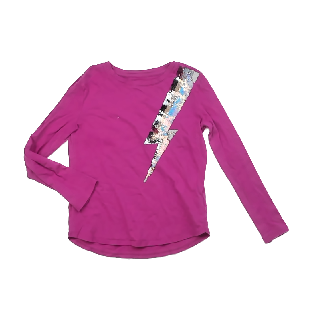 Gap Girls Pink | Sequin Long Sleeve T-Shirt Size: Kids Large Pink | Sequin