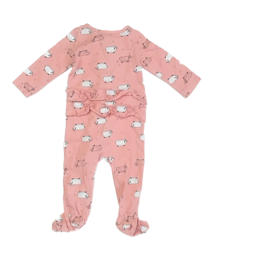 Jessica Simpson Girls Pink | Sheep 1-piece footed Pajamas Size: 6-9 Months Pink | Sheep
