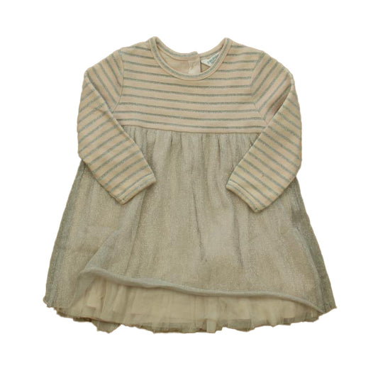 Boden Girls Pink | Silver Stripe Dress Size: 3-6 Months Pink | Silver Stripe