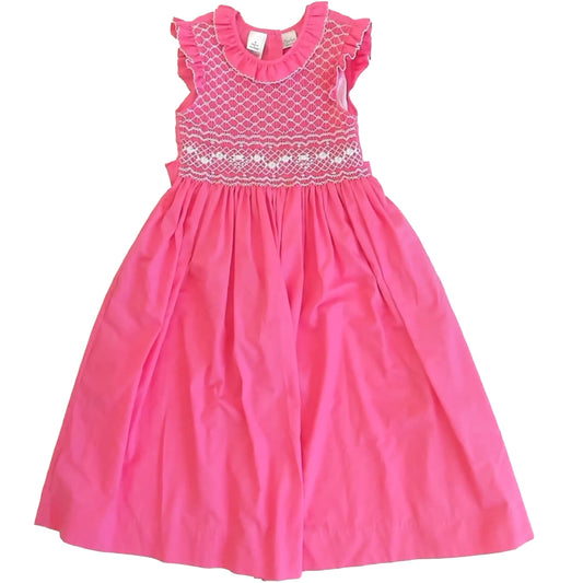 Mother Goose Girls Pink Smocked Dress Size: 6 Years Pink Smocked