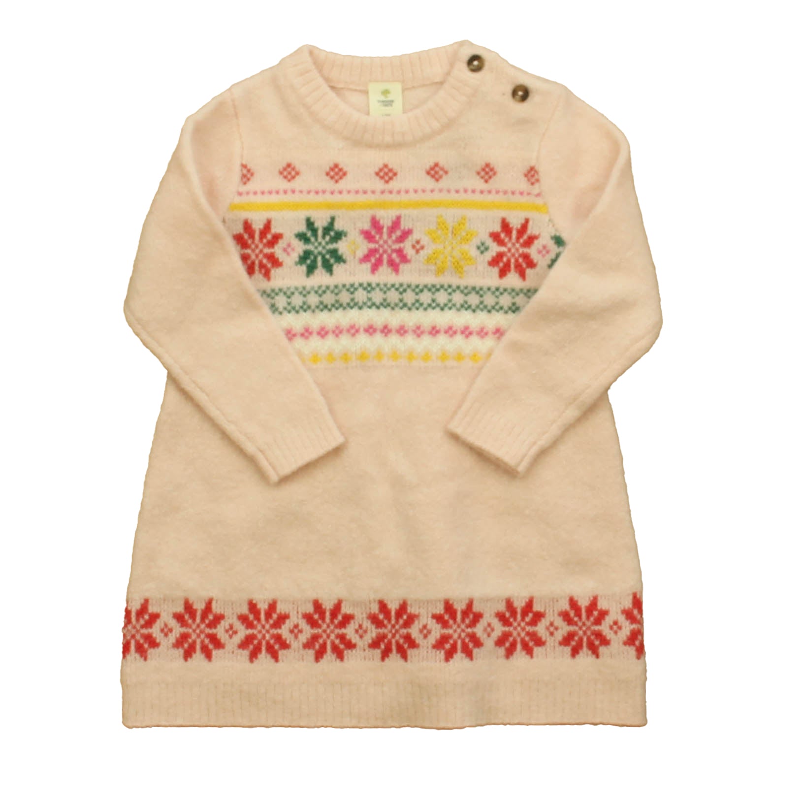 Tucker + Tate Girls Pink Snowflakes Sweater Dress Size: 12 Months Pink Snowflakes