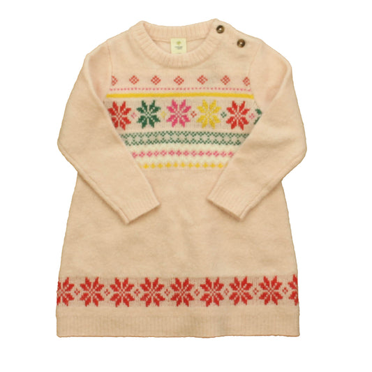 Tucker + Tate Girls Pink Snowflakes Sweater Dress Size: 12 Months Pink Snowflakes