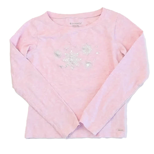 American Girl Girls Pink Snowflakes Long Sleeve T-Shirt Size: 10-12 Years Pink Snowflakes