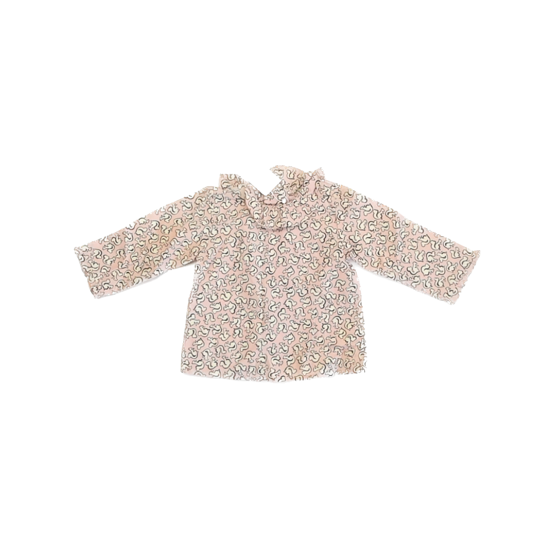 Bonpoint Girls Pink Squirells Blouse Size: 12 Months Pink Squirells