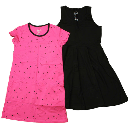 Mightly Girls Pink | Stars | Black Dress Size: 14 Years