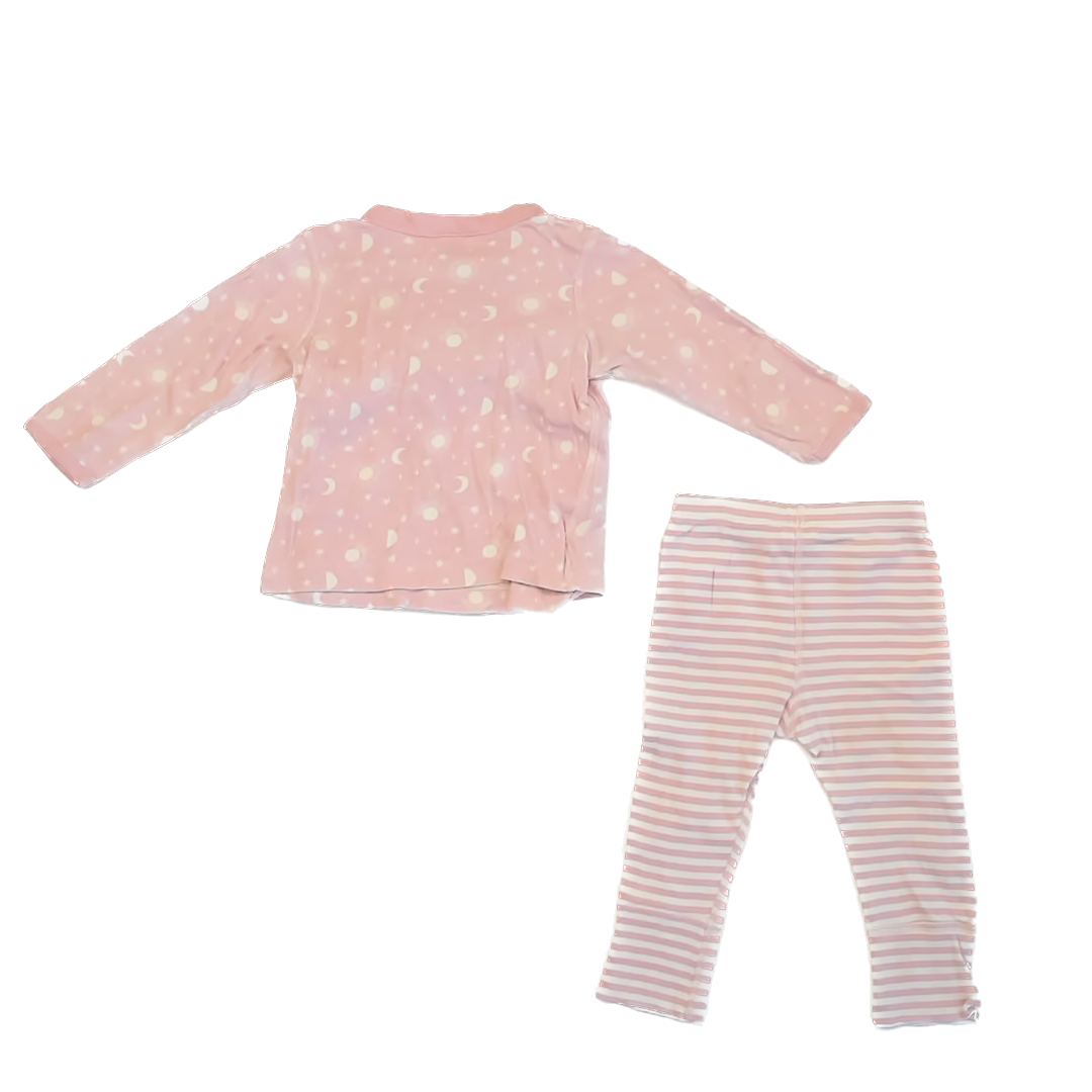 Hanna Andersson Girls Pink | Stars & Moon 2-piece Pajamas Size: 12-18 Months Pink | Stars & Moon