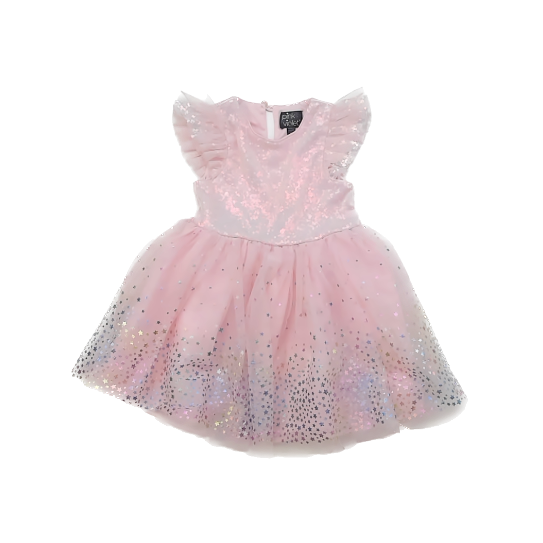 Pink & Violet Girls Pink Stars Special Occasion Dress Size: 3T Pink Stars