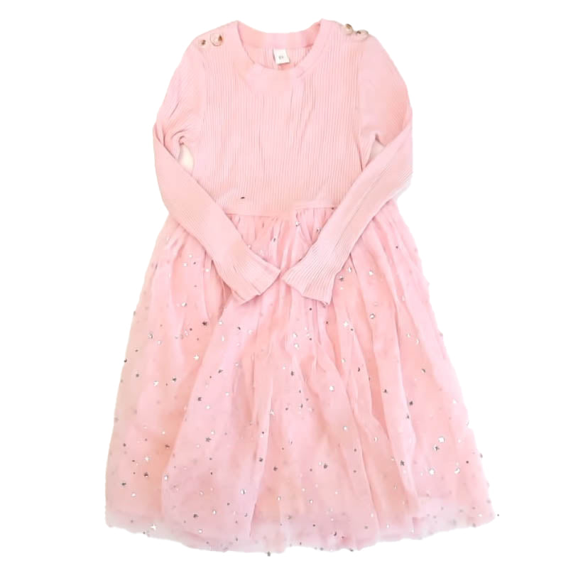 Unknown Brand Girls Pink Stars Dress Size: 6 Years Pink Stars