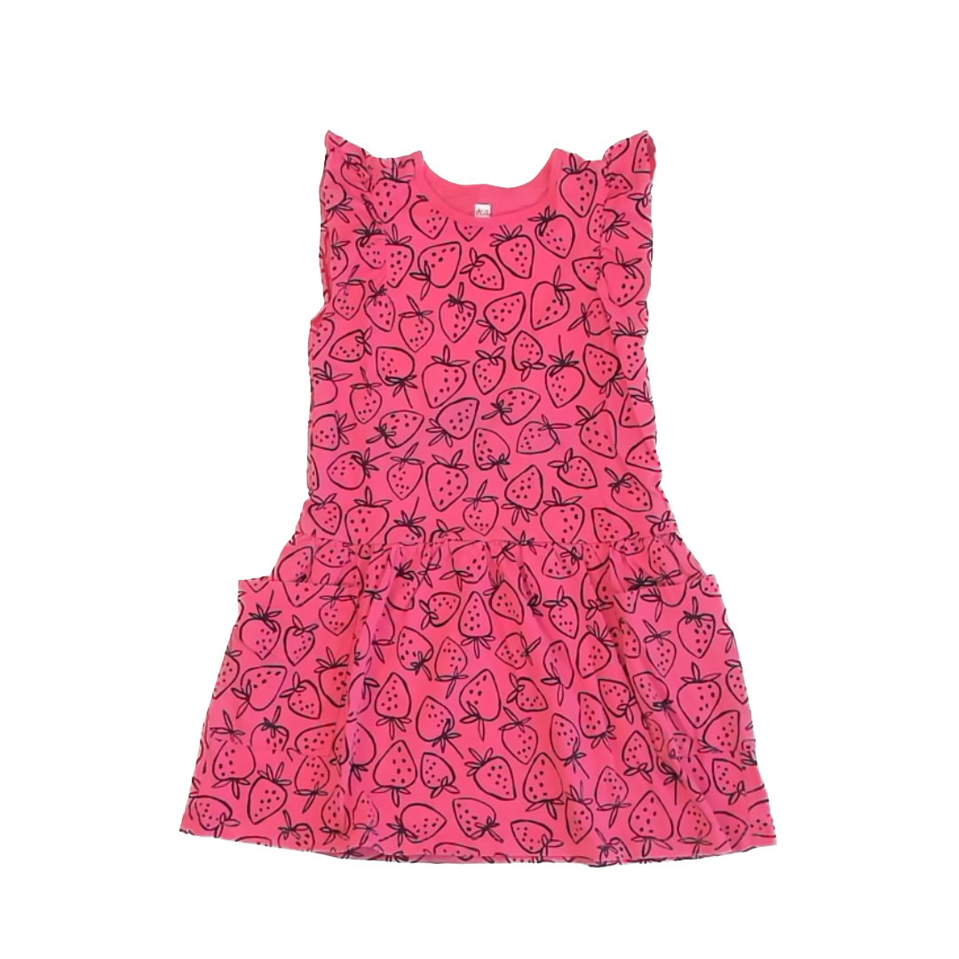 Tea Collection Girls Pink | Strawberries Dress Size: 7 Years Pink | Strawberries