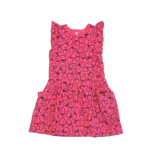 Tea Collection Girls Pink | Strawberries Dress Size: 7 Years Pink | Strawberries