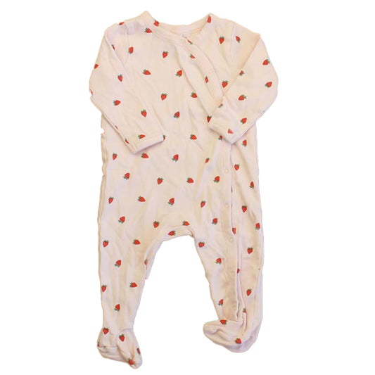 Nordstrom Girls Pink Strawberries Long Sleeve Outfit Size: 6 Months