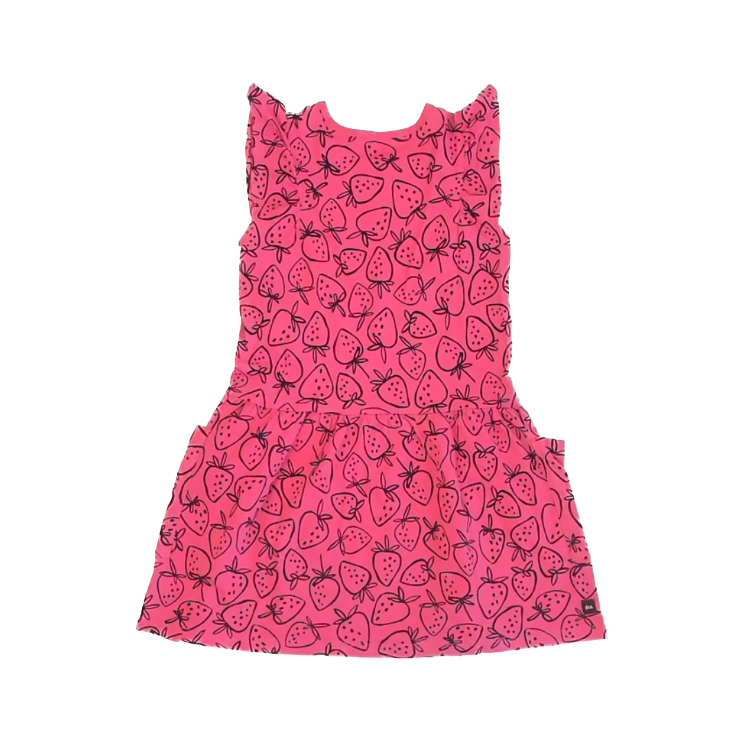 Tea Collection Girls Pink | Strawberries Dress Size: 7 Years Pink | Strawberries