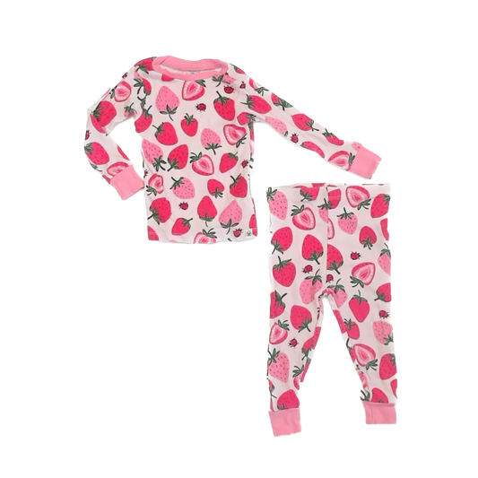 Honest Baby Clothing Girls Pink Strawberries 2-piece Pajamas Size: 18 Months Pink Strawberries