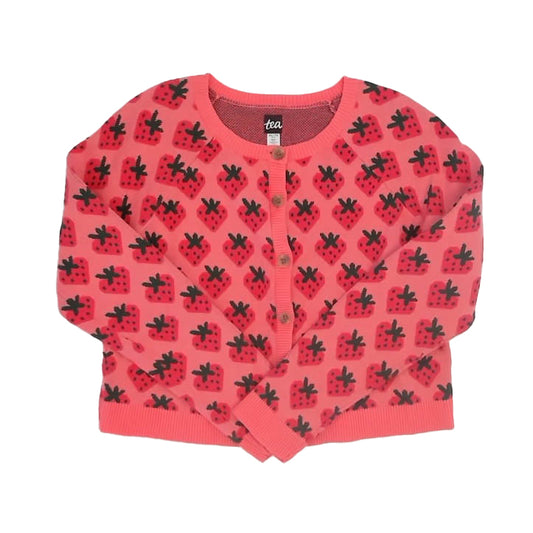 Tea Collection Girls Pink Strawberries Cardigan Size: 12-14 Years Pink Strawberries