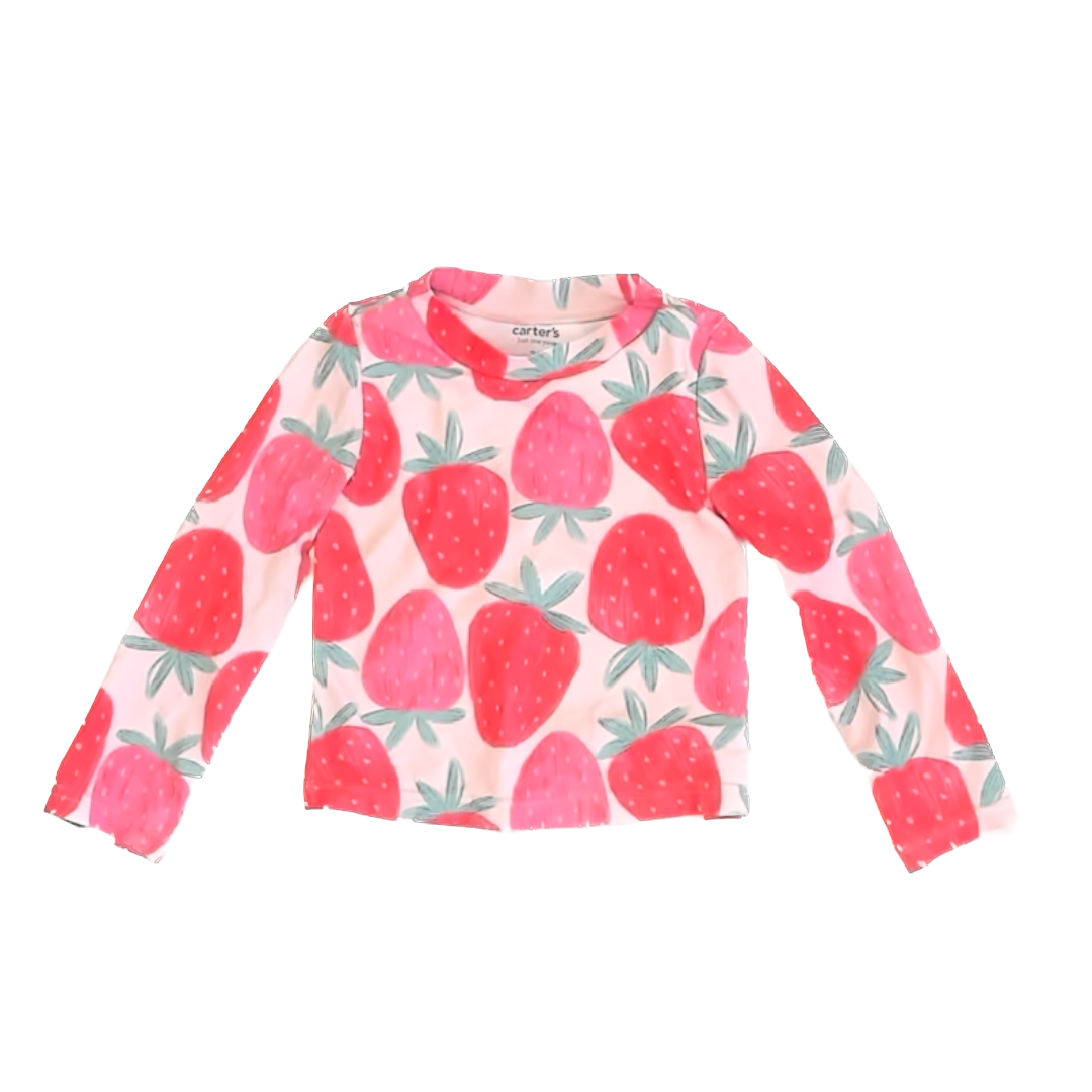 Carter's Girls Pink Strawberries Rashguard Size: 2T Pink Strawberries