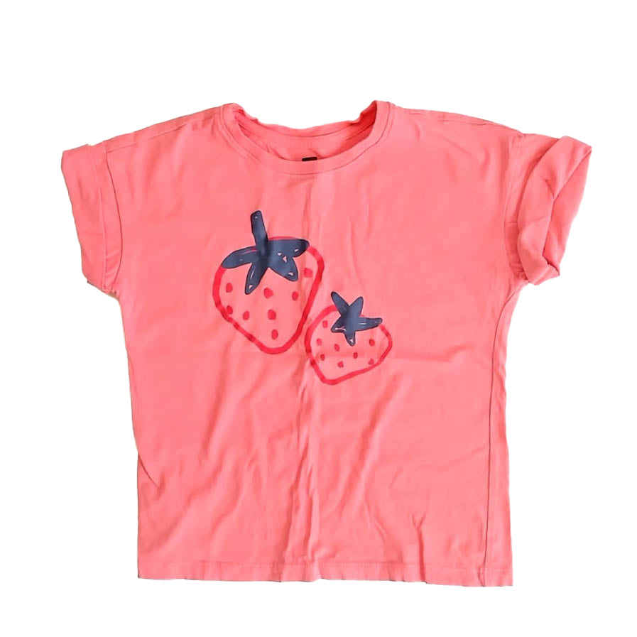Tea Collection Girls Pink Strawberry T-Shirt Size: 4T Pink Strawberry