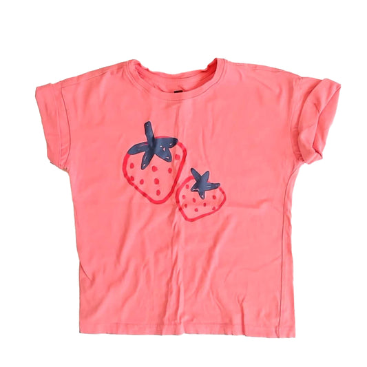 Tea Collection Girls Pink Strawberry T-Shirt Size: 4T Pink Strawberry