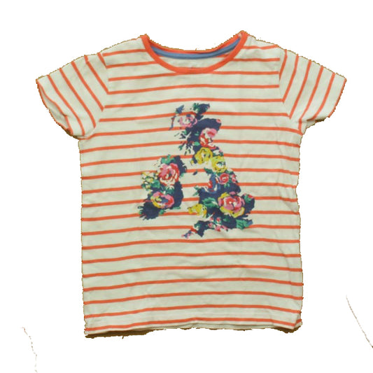 Boden Girls Pink Stripe | Floral T-Shirt Size: 3-4T