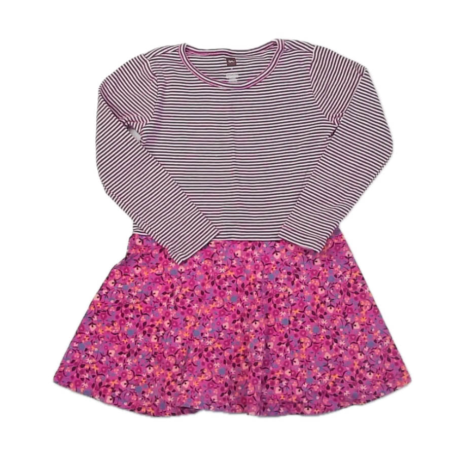 Tea Collection Girls Pink Stripe | Floral Dress Size: 4T Pink Stripe | Floral