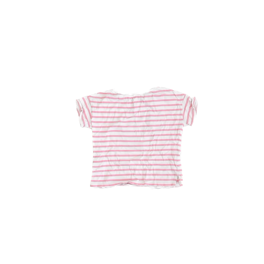 Gap Girls Pink Stripe | Palm Tree Short Sleeve Shirt Size: S (6-7) Pink Stripe | Palm Tree