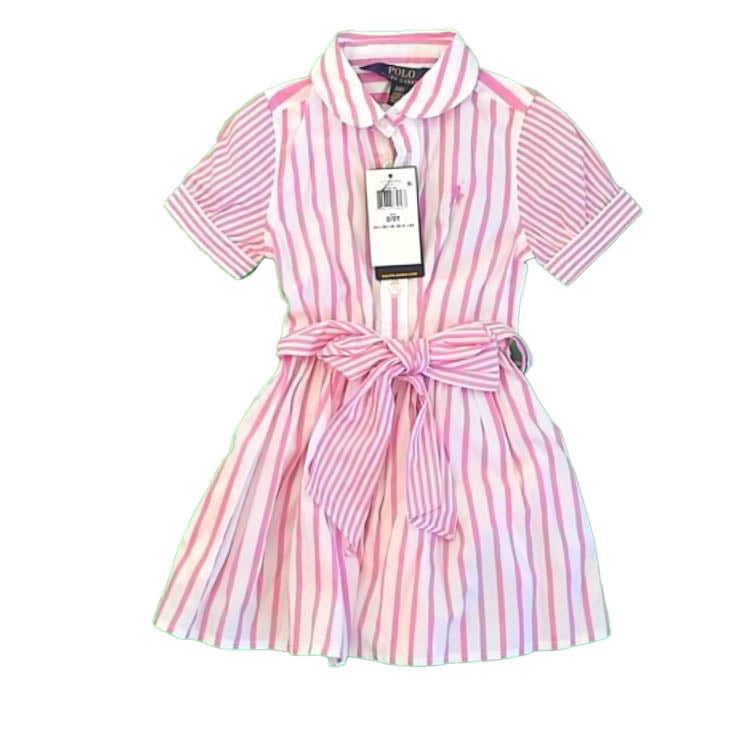 Ralph Lauren Girls Pink Stripe Dress Size: 2T Pink Stripe