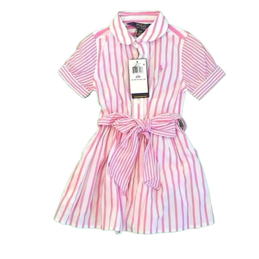 Ralph Lauren Girls Pink Stripe Dress Size: 2T Pink Stripe