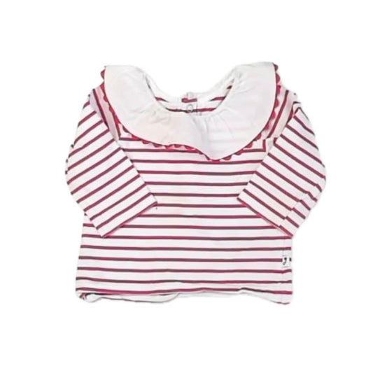 Jacadi Girls Pink Stripe Long Sleeve Shirt Size: 6 Months Pink Stripe
