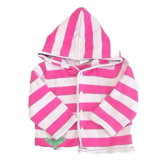 Hanna Andersson Girls Pink Stripe Cardigan Size: 18-24 Months Pink Stripe