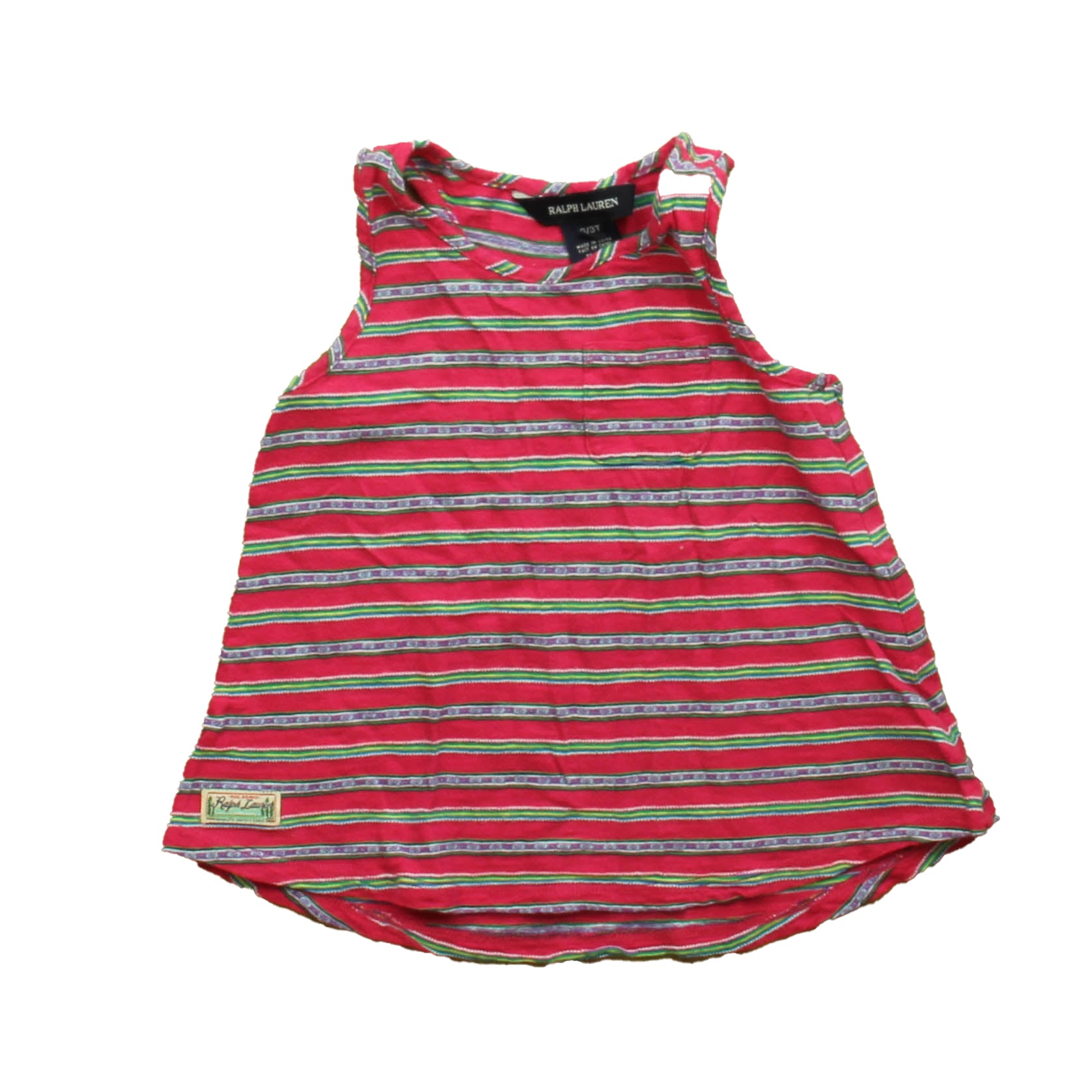 Ralph Lauren Girls Pink Stripe Tank Top Size: 3T Pink Stripe