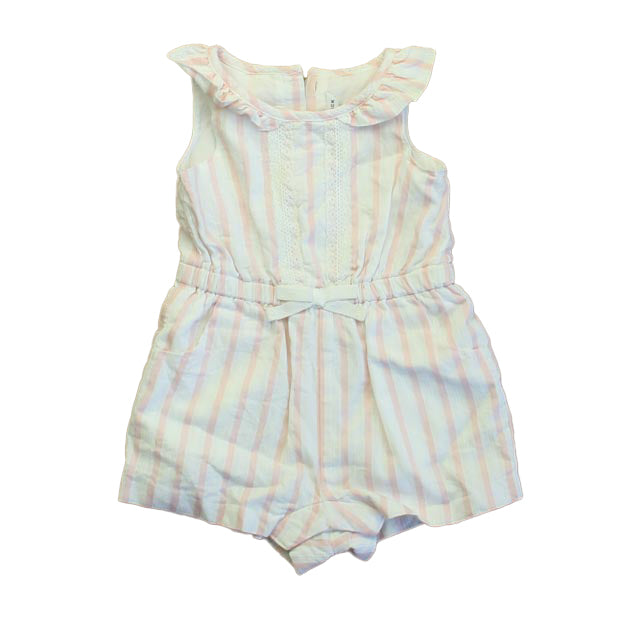 Janie and Jack Girls Pink Stripe Romper Size: 3-6 Months