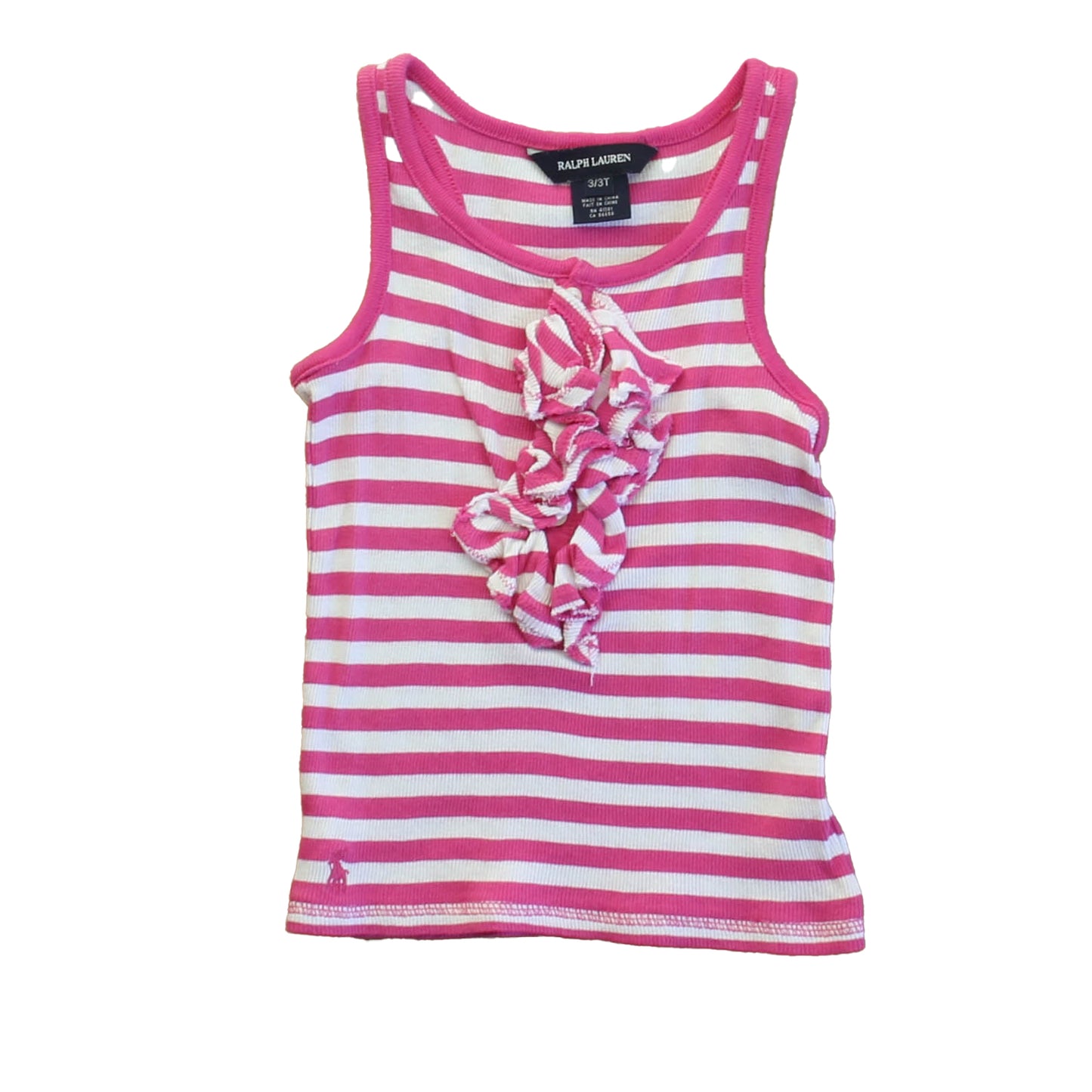 Ralph Lauren Girls Pink Stripe Tank Top Size: 3T Pink Stripe