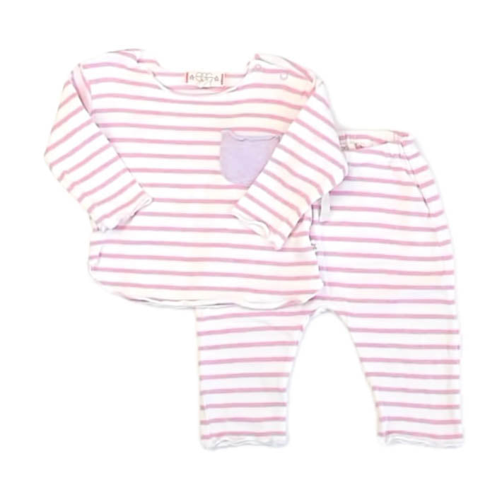Egg Girls Pink Stripe Apparel Sets Size: 6 Months Pink Stripe