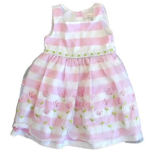 Youngland Girls Pink Stripe Special Occasion Dress Size: 5T Pink Stripe