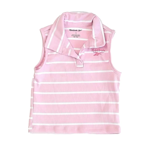 Reebok Girls Pink Stripe Polo Shirt Size: 5T Pink Stripe