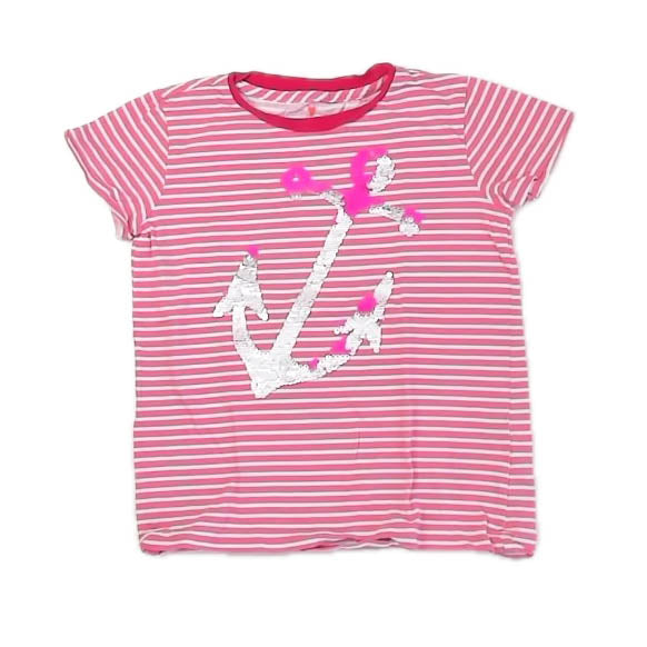 Crewcuts Girls Pink Stripe T-Shirt Size: 6-7 Years Pink Stripe