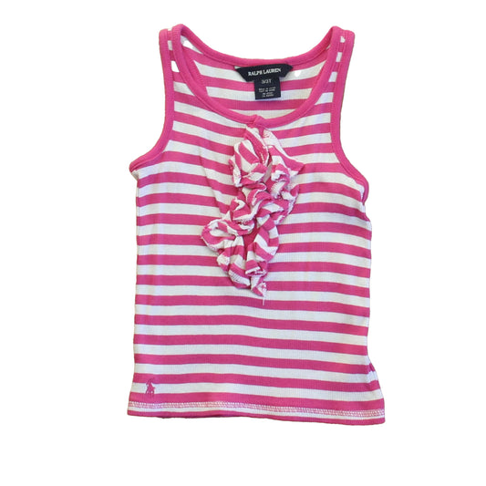 Ralph Lauren Girls Pink Stripe Tank Top Size: 3T Pink Stripe