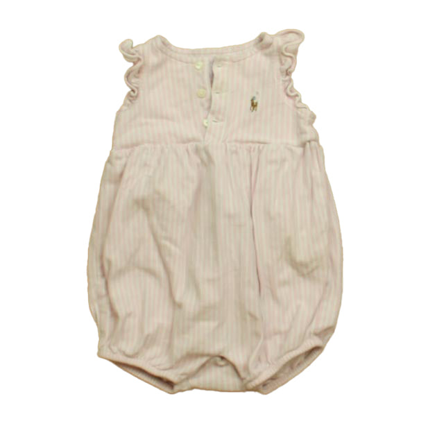 Ralph Lauren Girls Pink Stripe Romper Size: 6 Months Pink Stripe