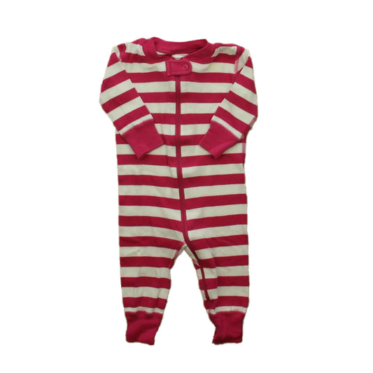 Hanna Andersson Girls Pink Stripe 1-piece Non-footed Pajamas Size: 3-6 Months