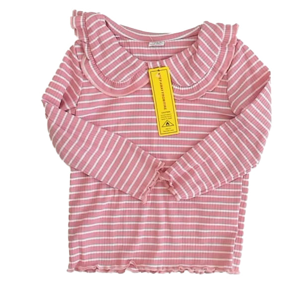 Shein Girls Pink Stripe Long Sleeve Shirt Size: 12-18 Months Pink Stripe