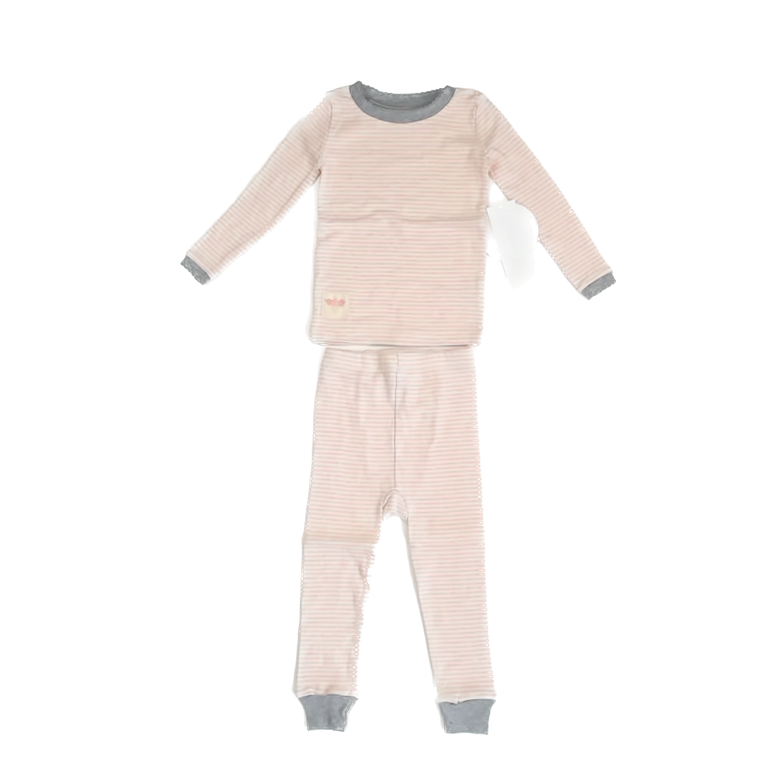 Burt's Bees Girls Pink Stripe 2-piece Pajamas Size: 18 Months Pink Stripe