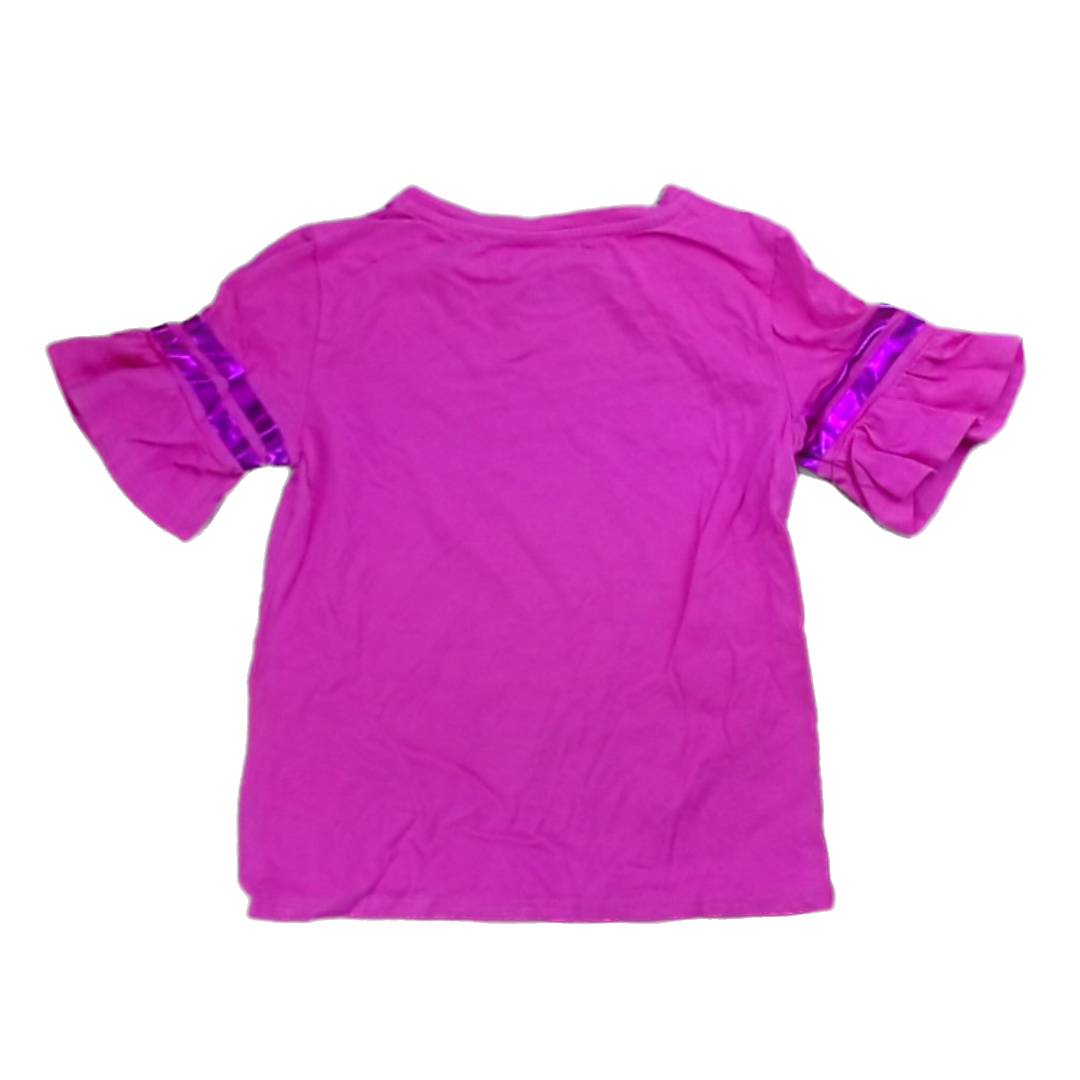 Rockets Of Awesome Girls Pink | Striped Arms Short Sleeve Shirt Size: 6 Years Pink | Striped Arms