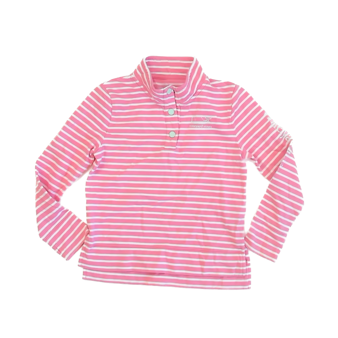 Vineyard Vines Girls Pink Striped Sweatshirt Size: M (10-12 Years) Pink Striped