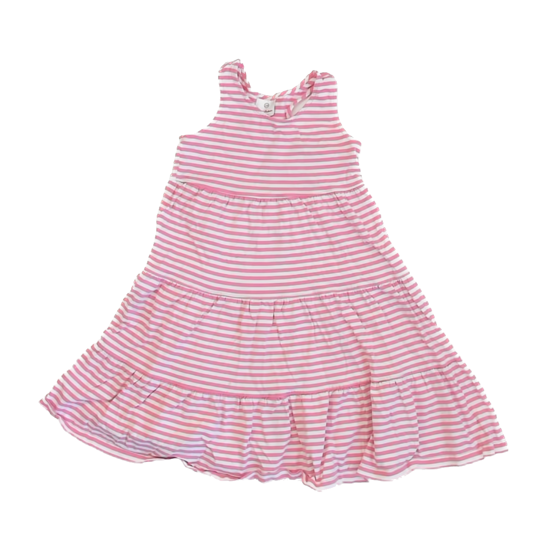 Hanna Andersson Girls Pink Striped Sun Dress Size: 5-6 Years Pink Striped